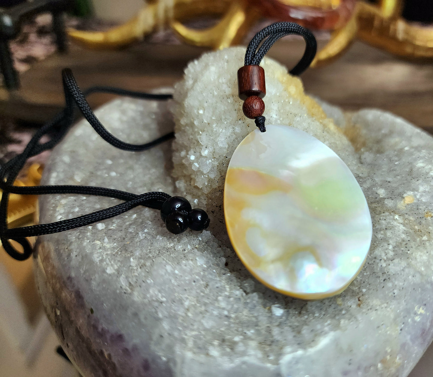 Rainbow Flash Abalone Shell Pendant Necklace A