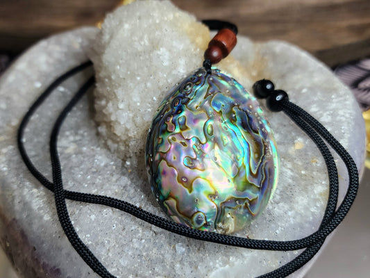 Rainbow Flash Abalone Shell Pendant Necklace B