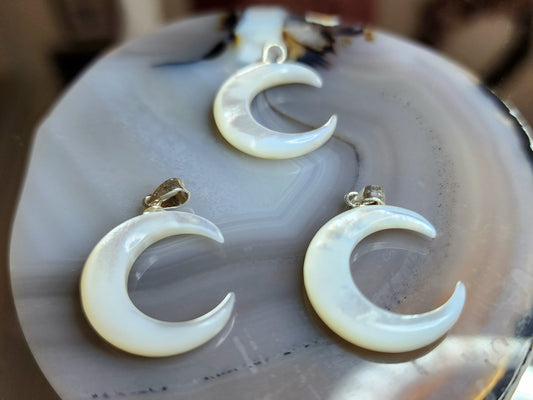 White Shell Moon Pendant