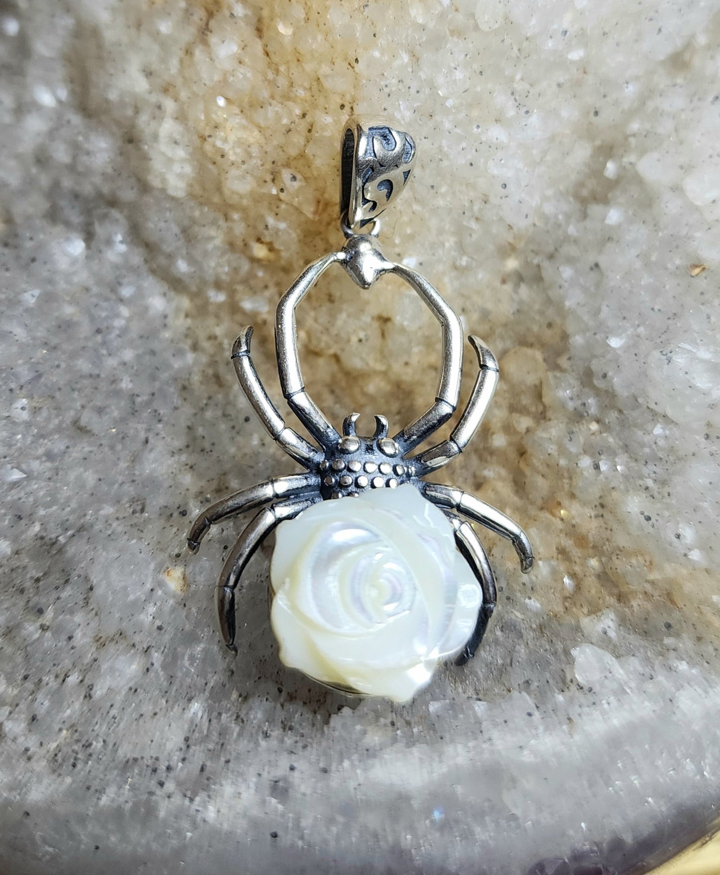 White Shell Spider Pendant