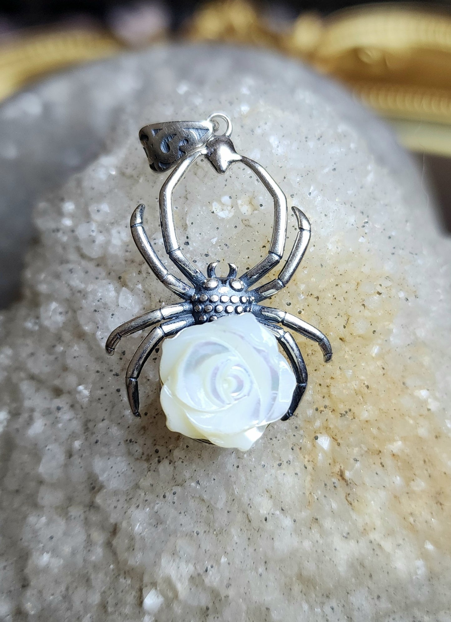 White Shell Spider Pendant