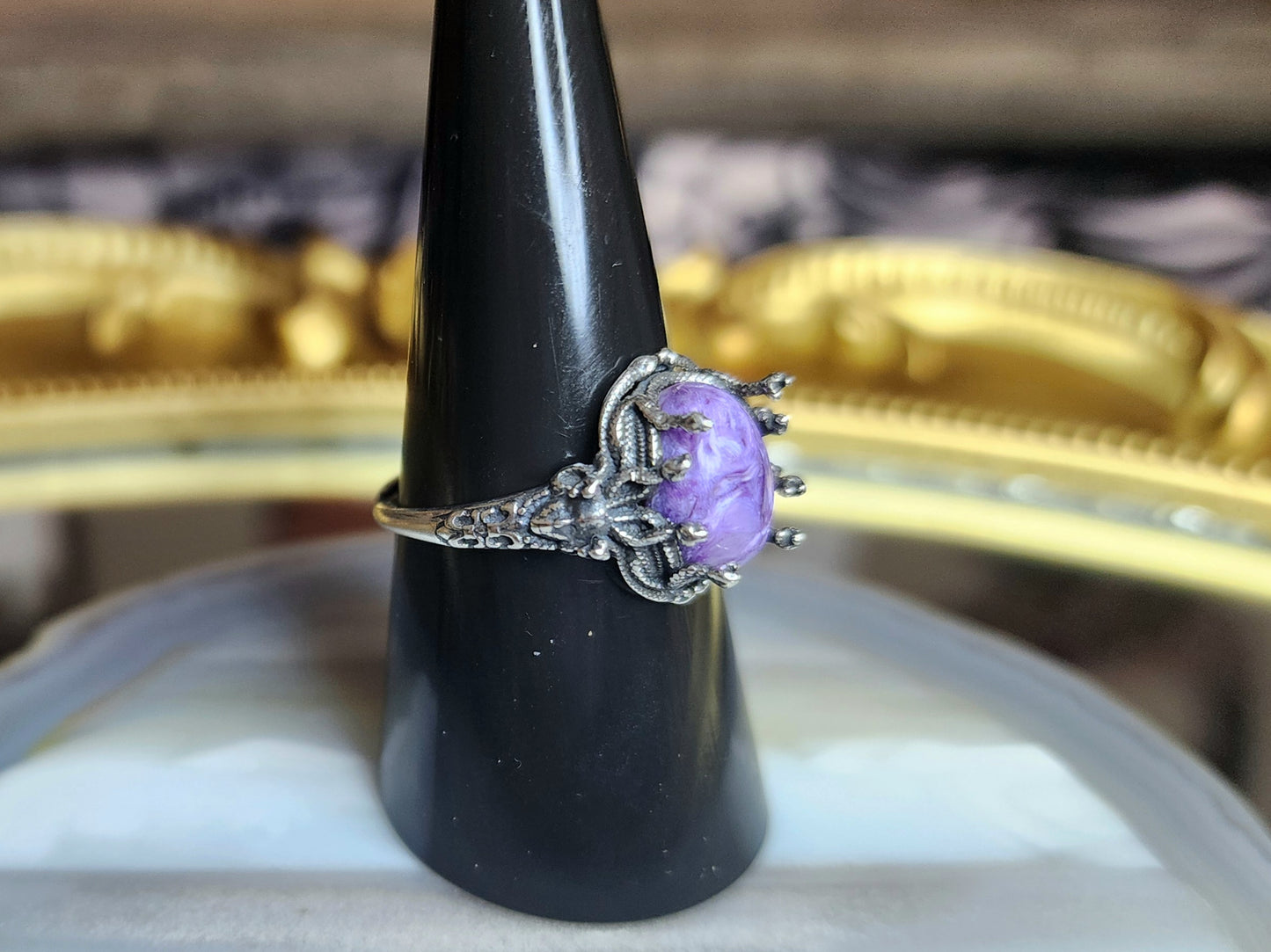 Charoite Medusa Ring A