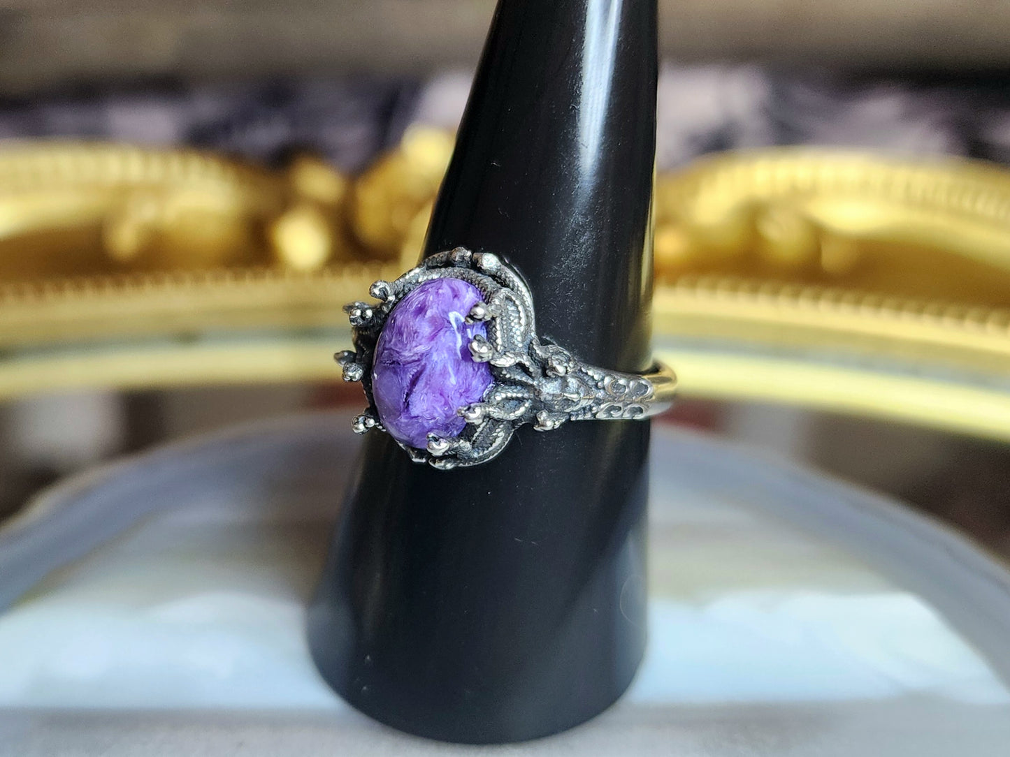 Charoite Medusa Ring A