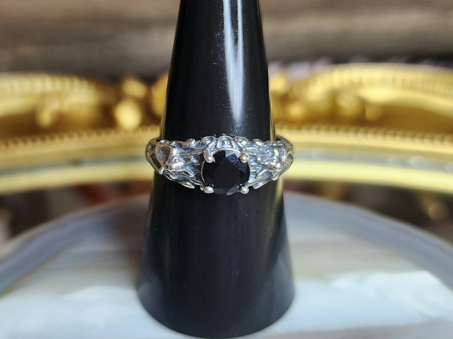 Black Spinel Vampire Ring