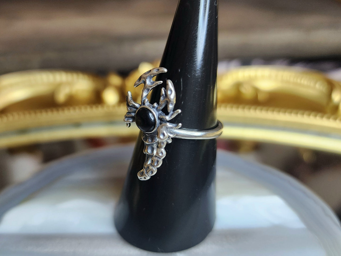 Hypersthene Scorpion Ring
