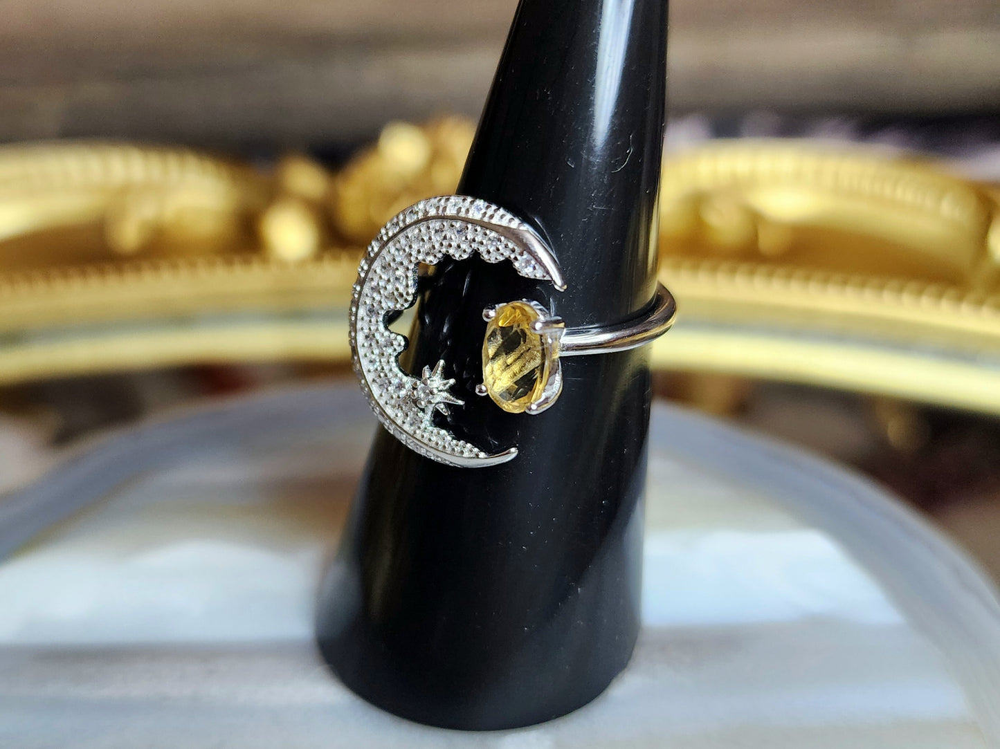 Citrine Moon Ring