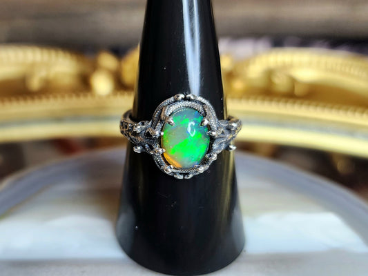 Rainbow Flash Opal Medusa Ring B