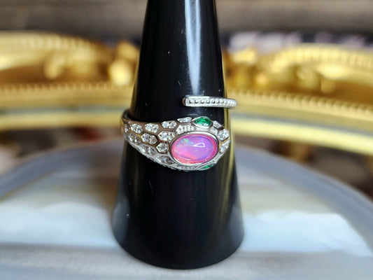 Pink Opal Snake Ring