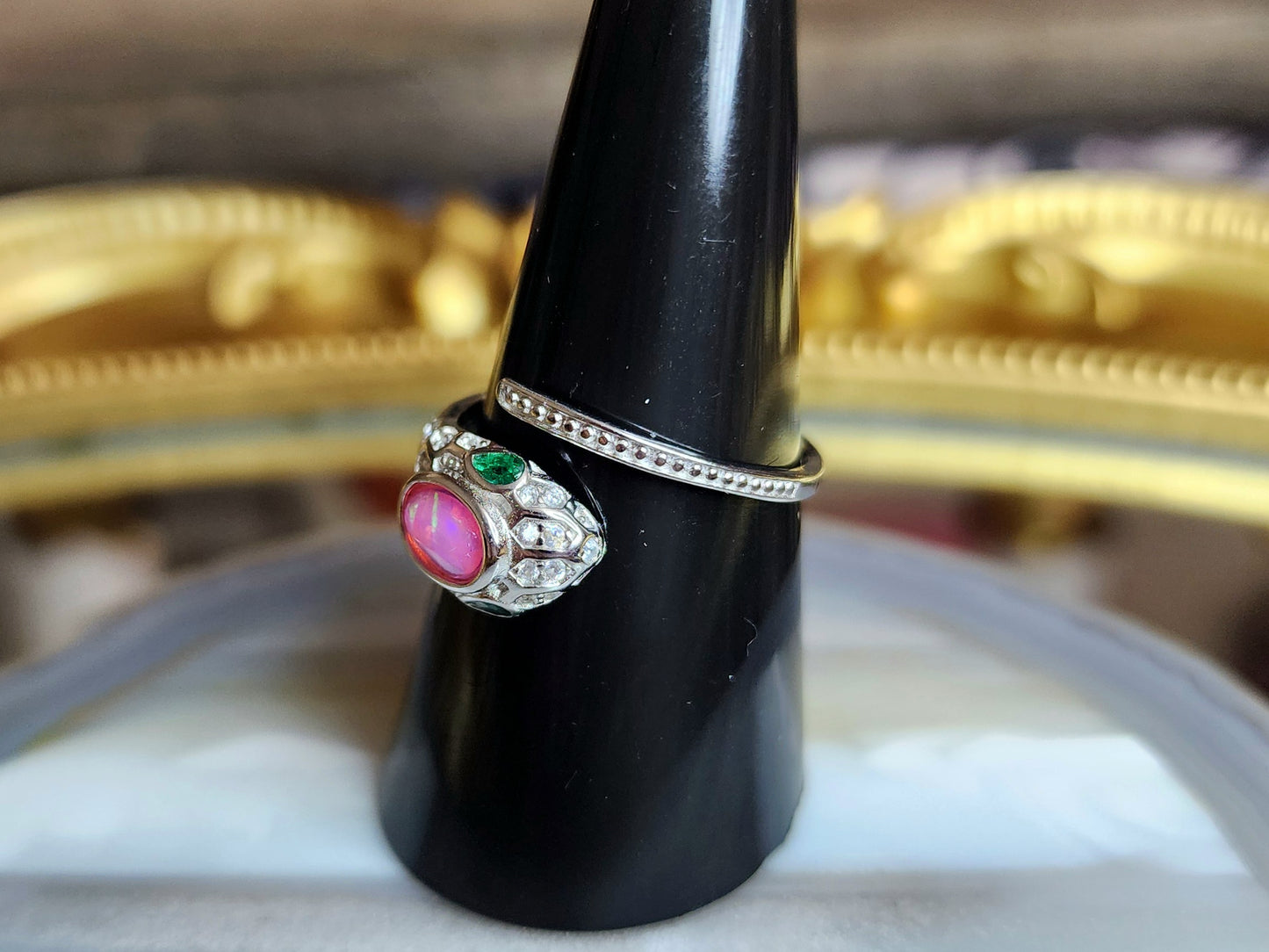 Pink Opal Snake Ring