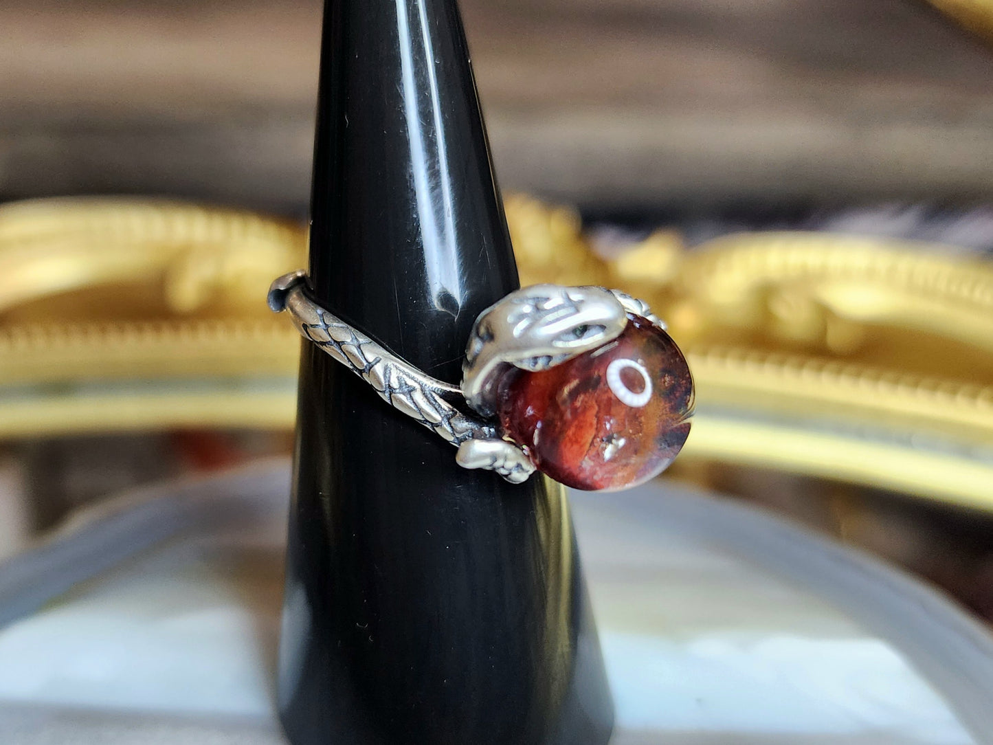 Fire Quartz Snake Ring