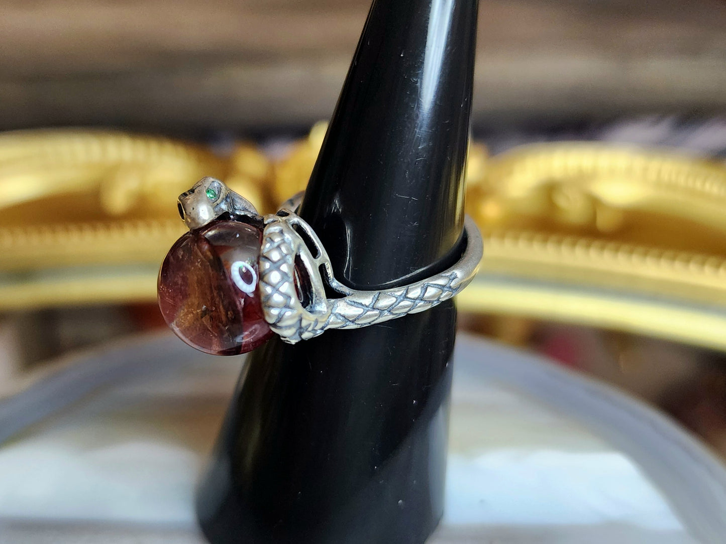 Fire Quartz Snake Ring