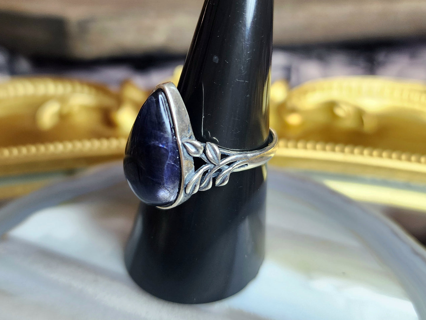 Teardrop Iolite Ring