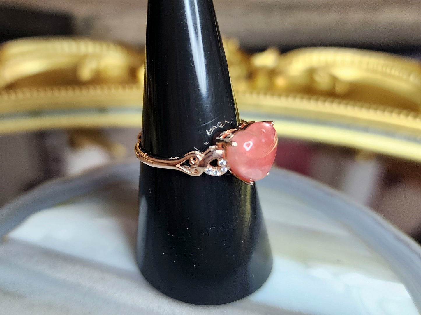 Rhodochrosite Heart Ring