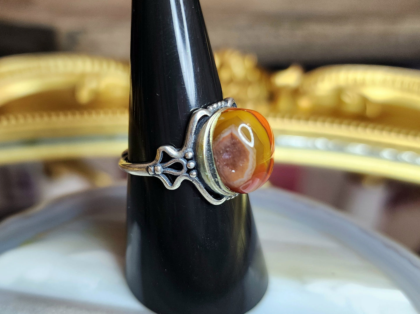 Mixed Color Agate Ring B