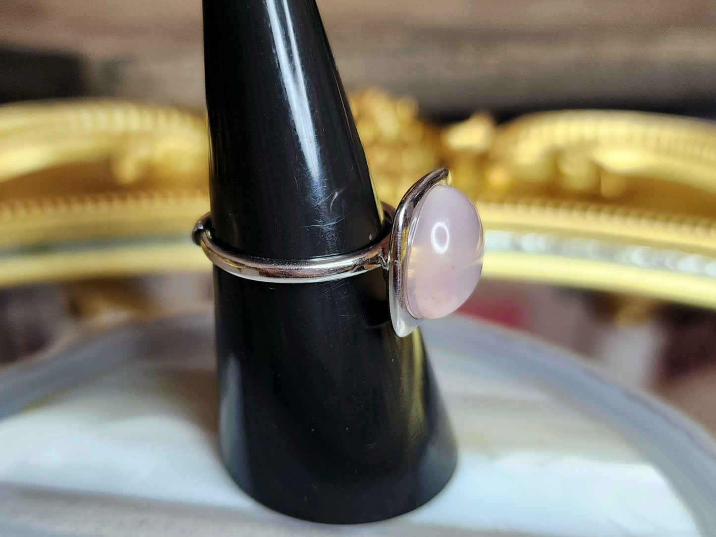 Pink Shell and Rose Quartz Ring