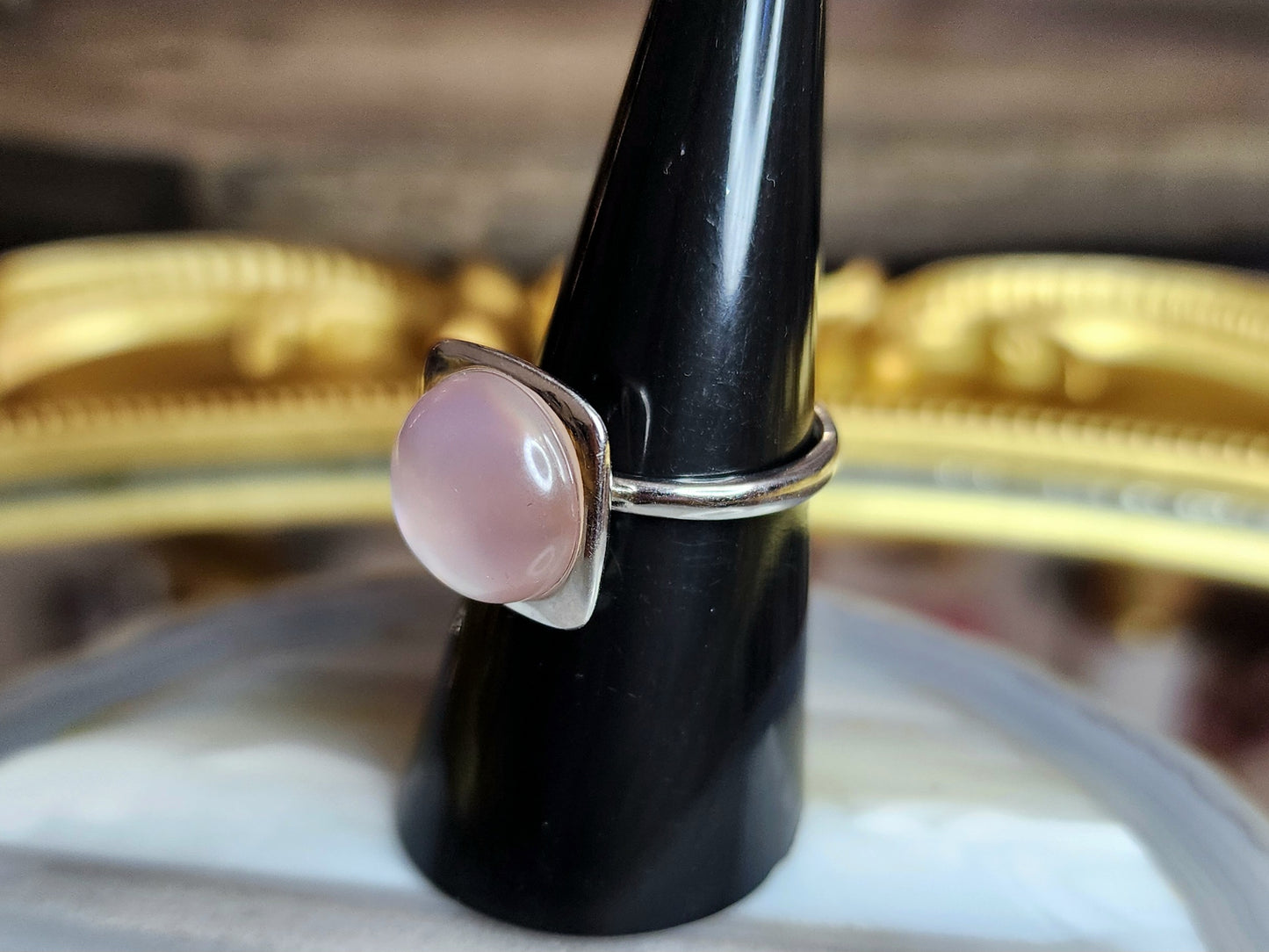 Pink Shell and Rose Quartz Ring