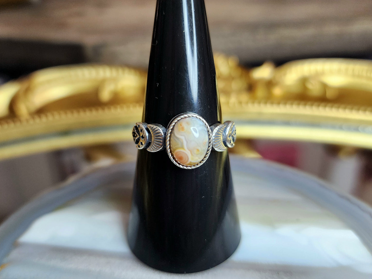 Orbicular Sea Jasper Moon Ring A