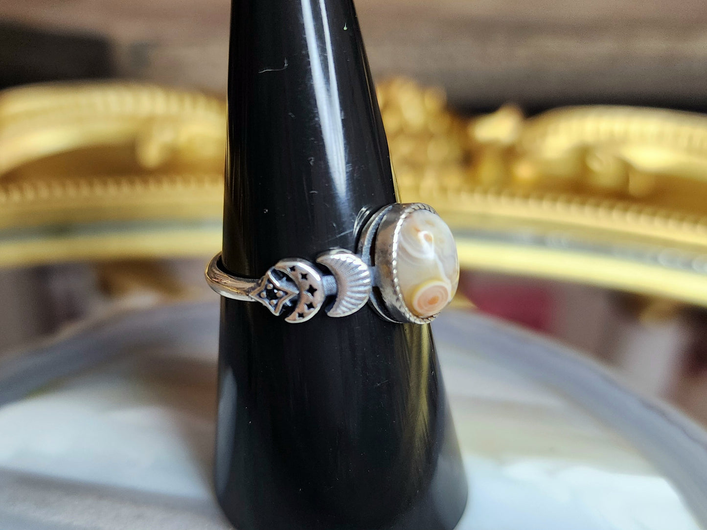 Orbicular Sea Jasper Moon Ring A