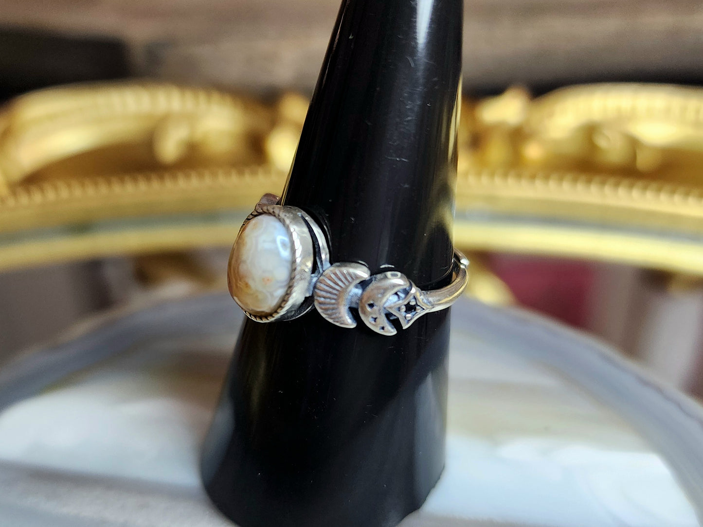 Orbicular Sea Jasper Moon Ring A