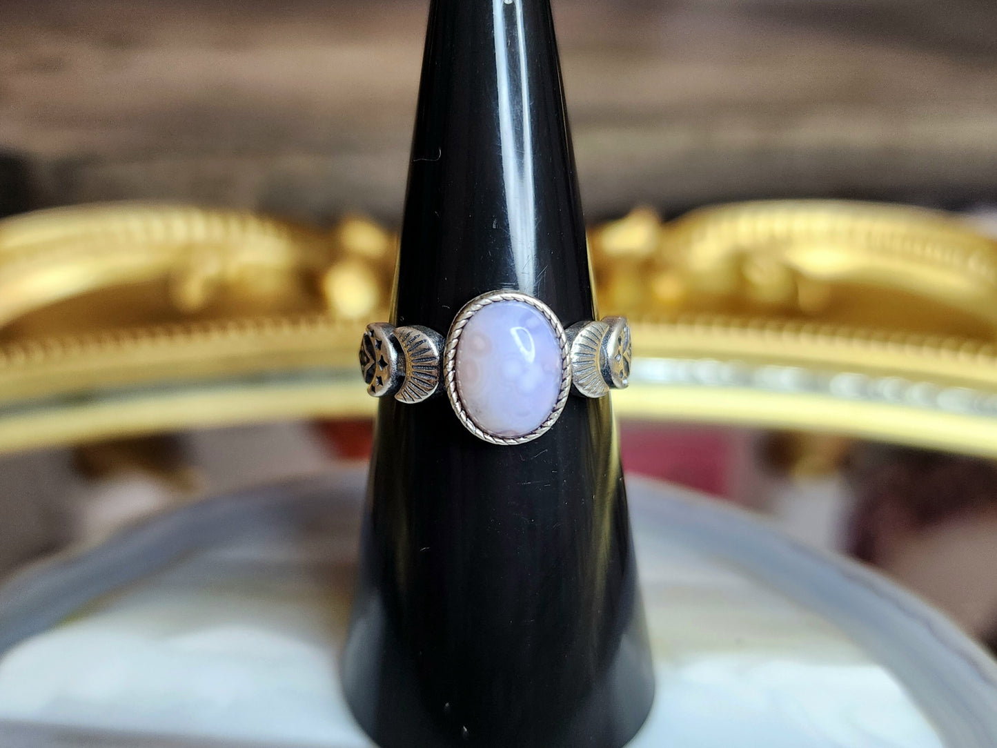 Orbicular Sea Jasper Moon Ring B