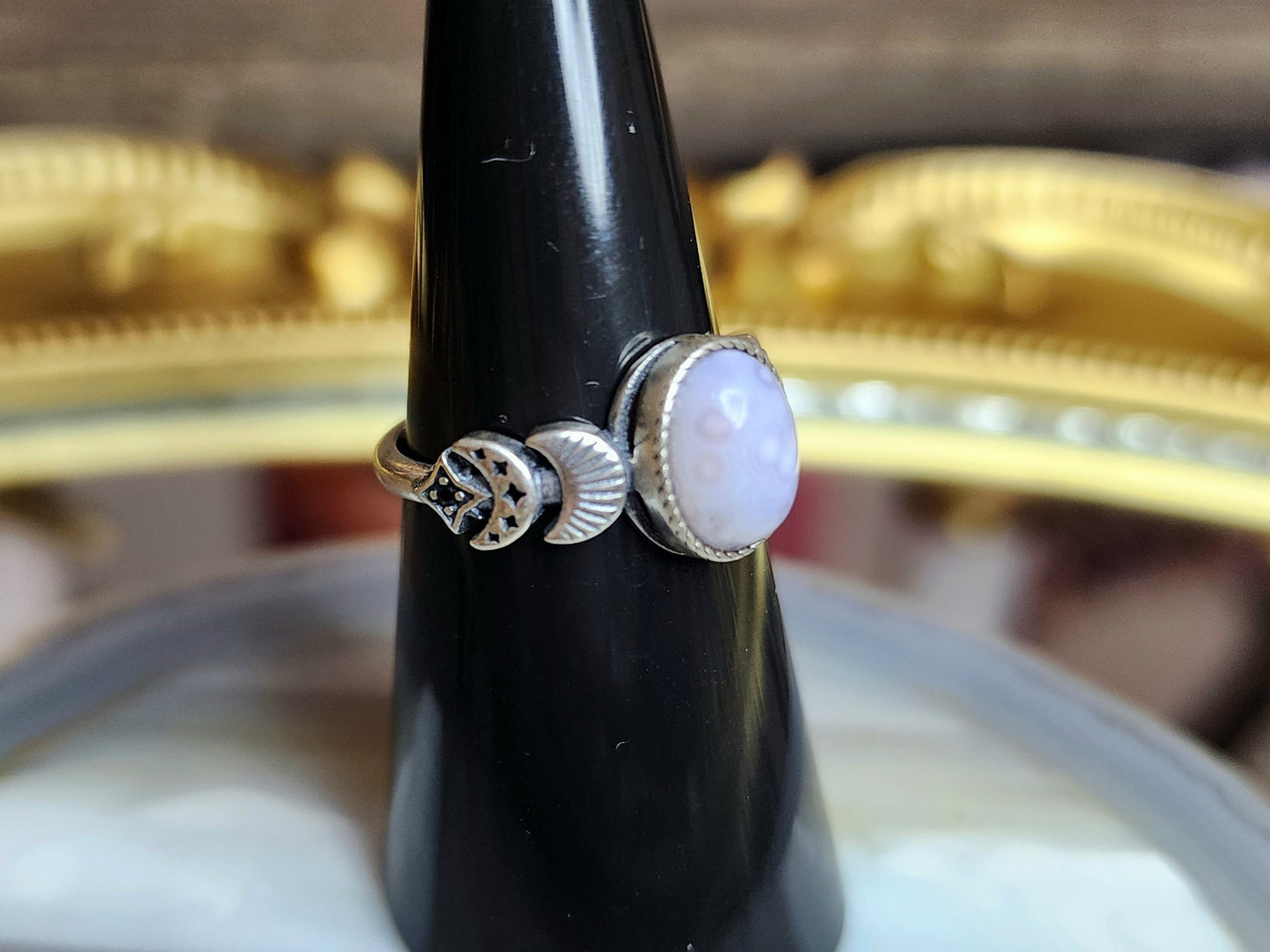 Orbicular Sea Jasper Moon Ring B