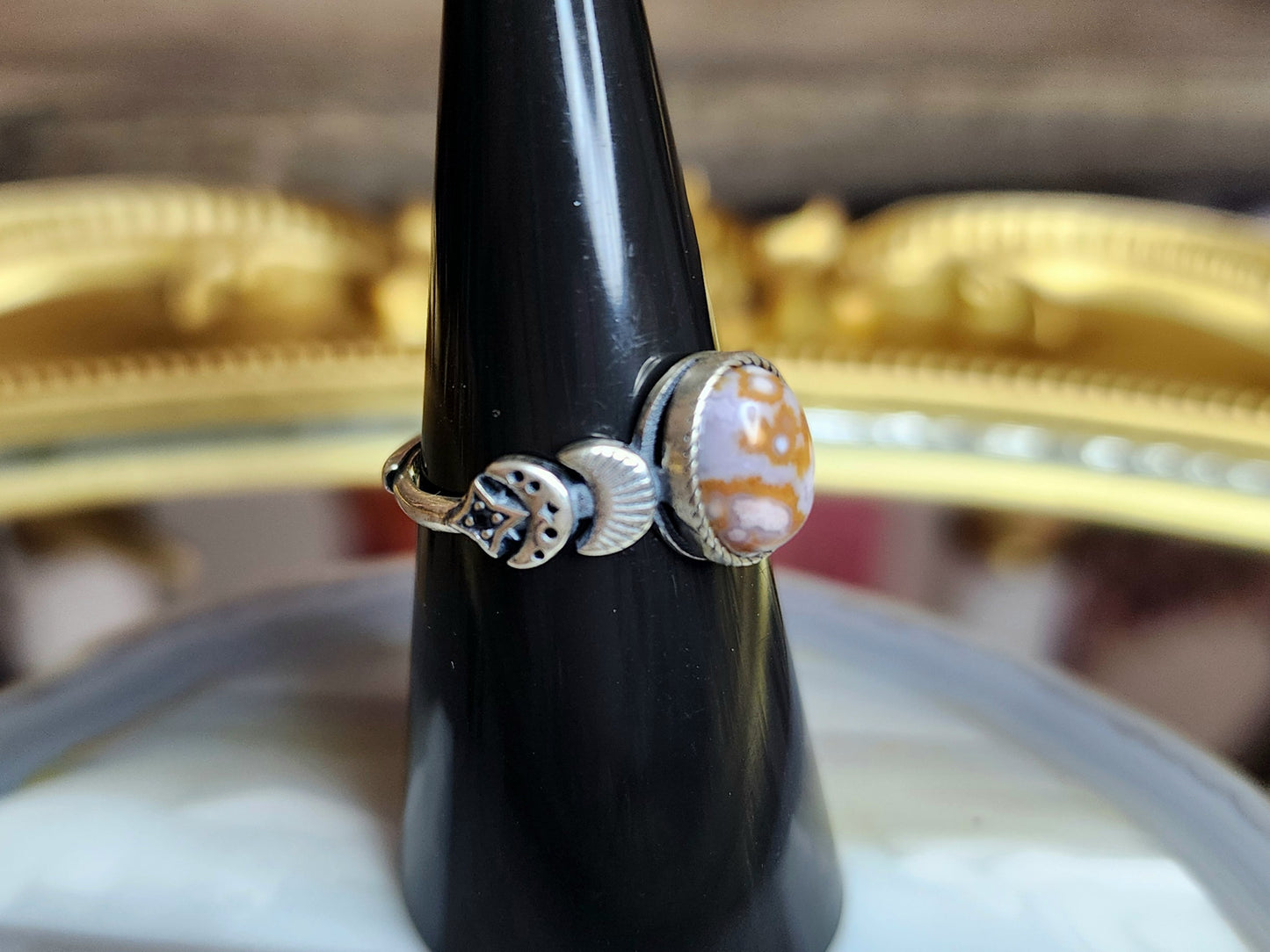 Orbicular Sea Jasper Moon Ring C