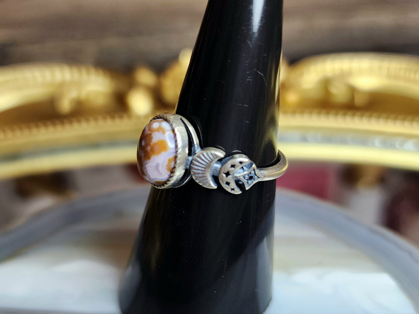 Orbicular Sea Jasper Moon Ring C