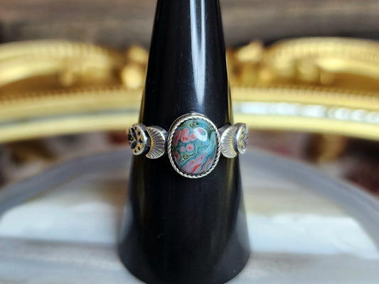 Orbicular Sea Jasper Moon Ring E