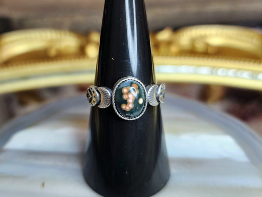 Orbicular Sea Jasper Moon Ring G