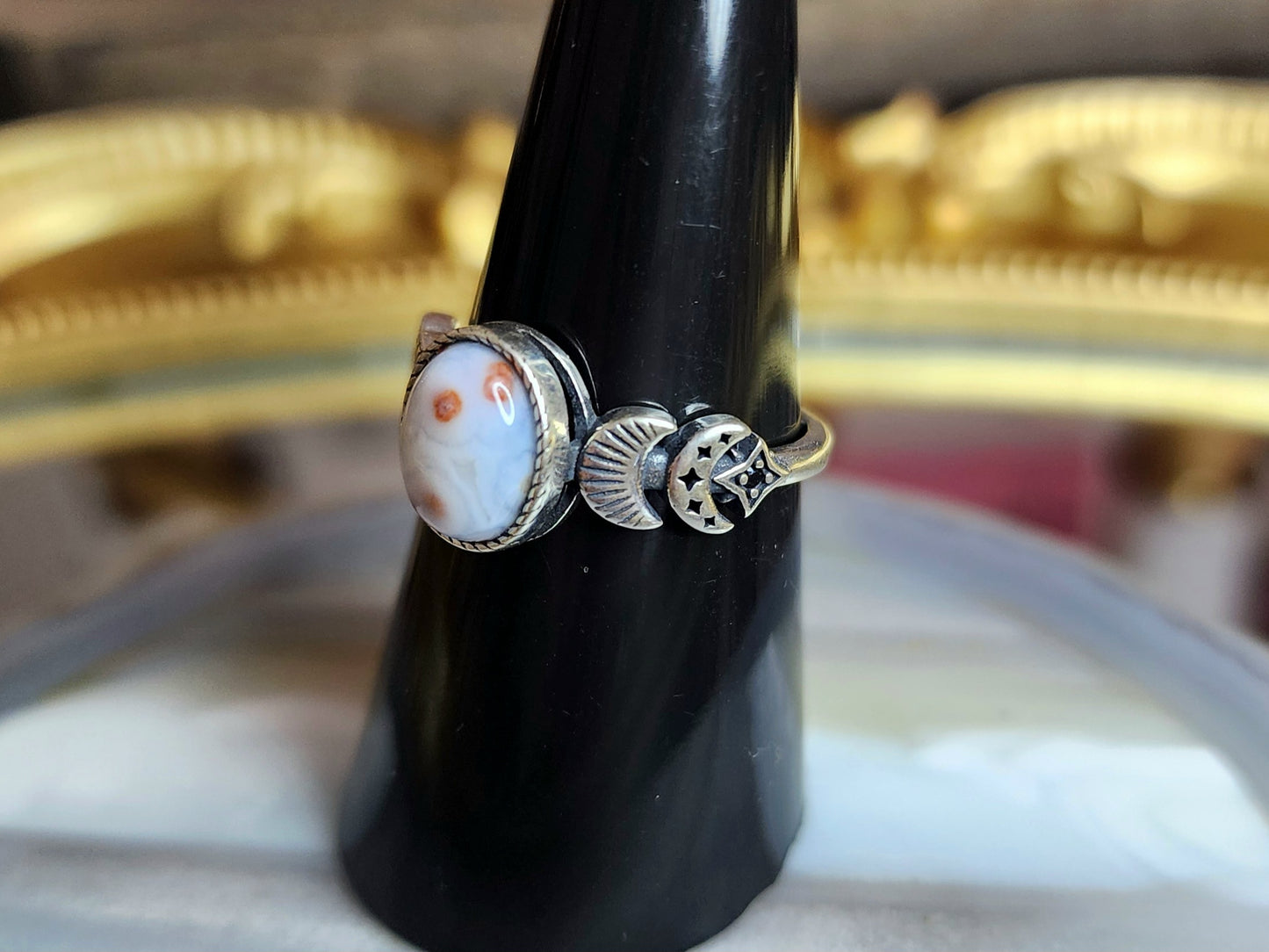 Orbicular Sea Jasper Moon Ring H