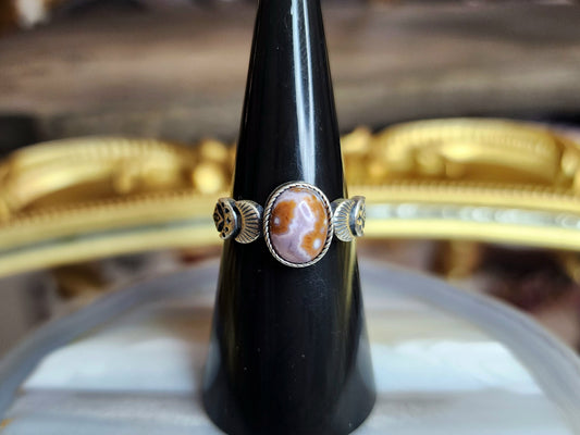 Orbicular Sea Jasper Moon Ring J