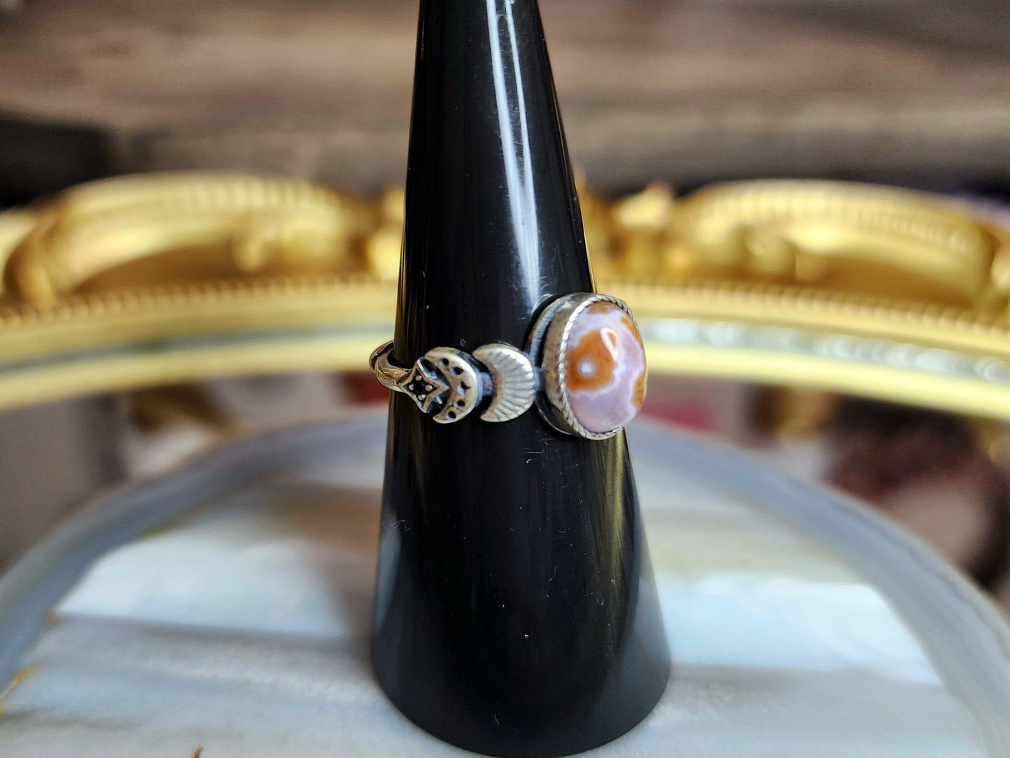 Orbicular Sea Jasper Moon Ring J