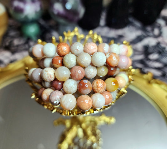 8.5mm Coral Jade Stretch Bracelet