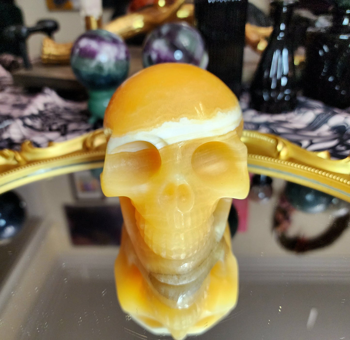 Orange Calcite Skull