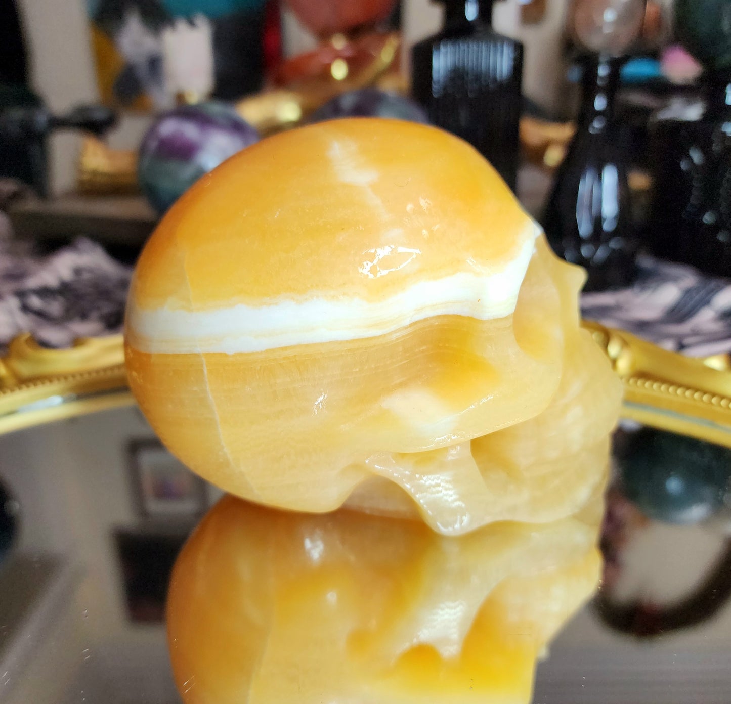 Orange Calcite Skull