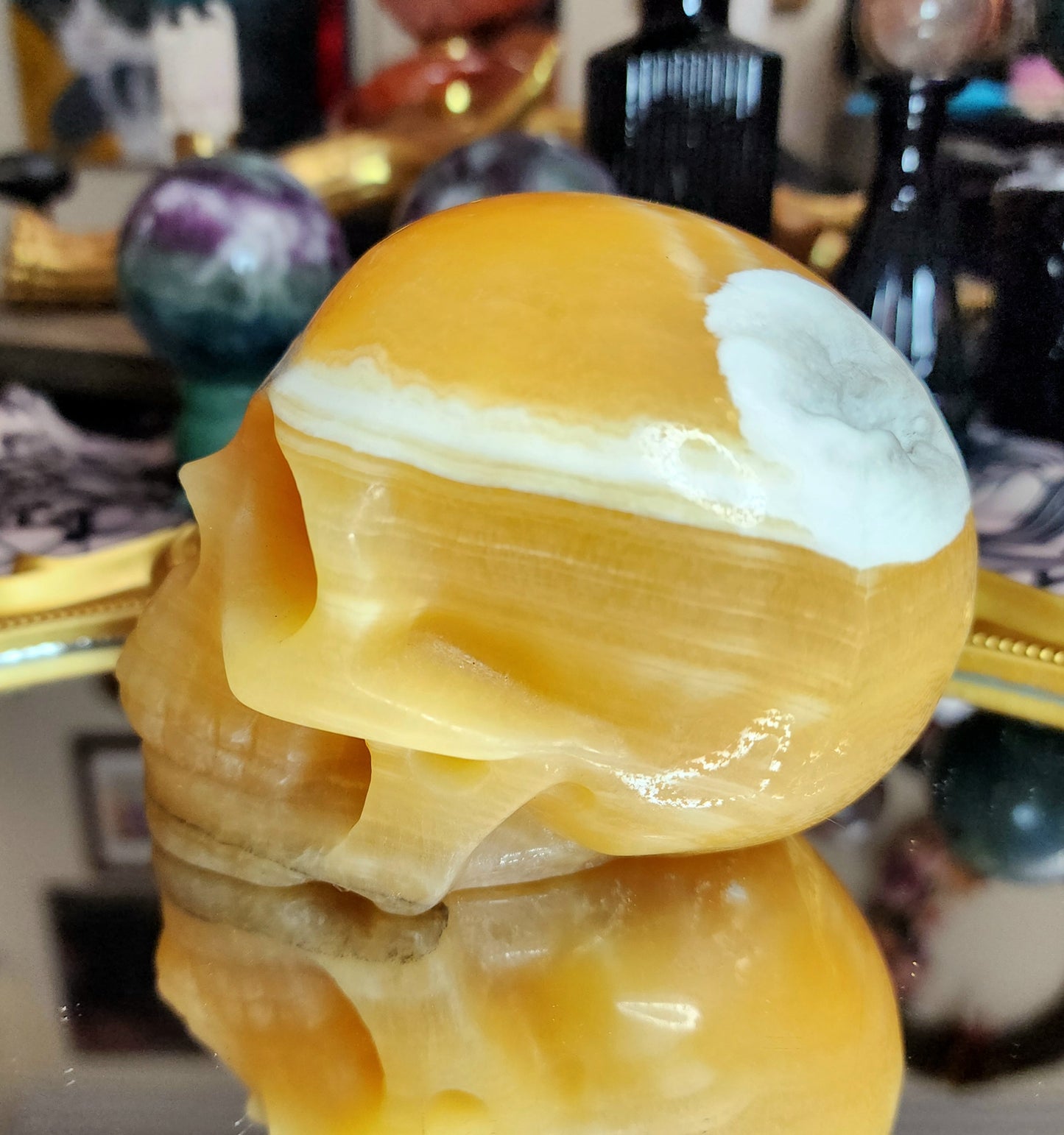 Orange Calcite Skull