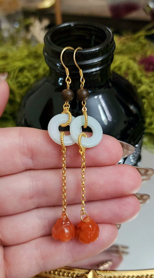 Jade and Agate Drop Earrings