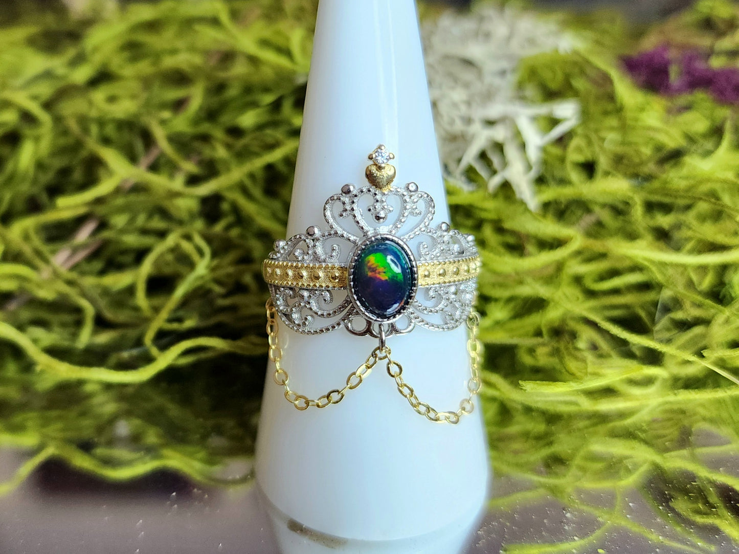 Royal Black Opal Ring B