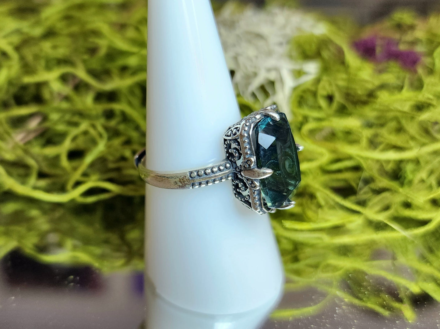 Color Changing Blue Fluorite Ring