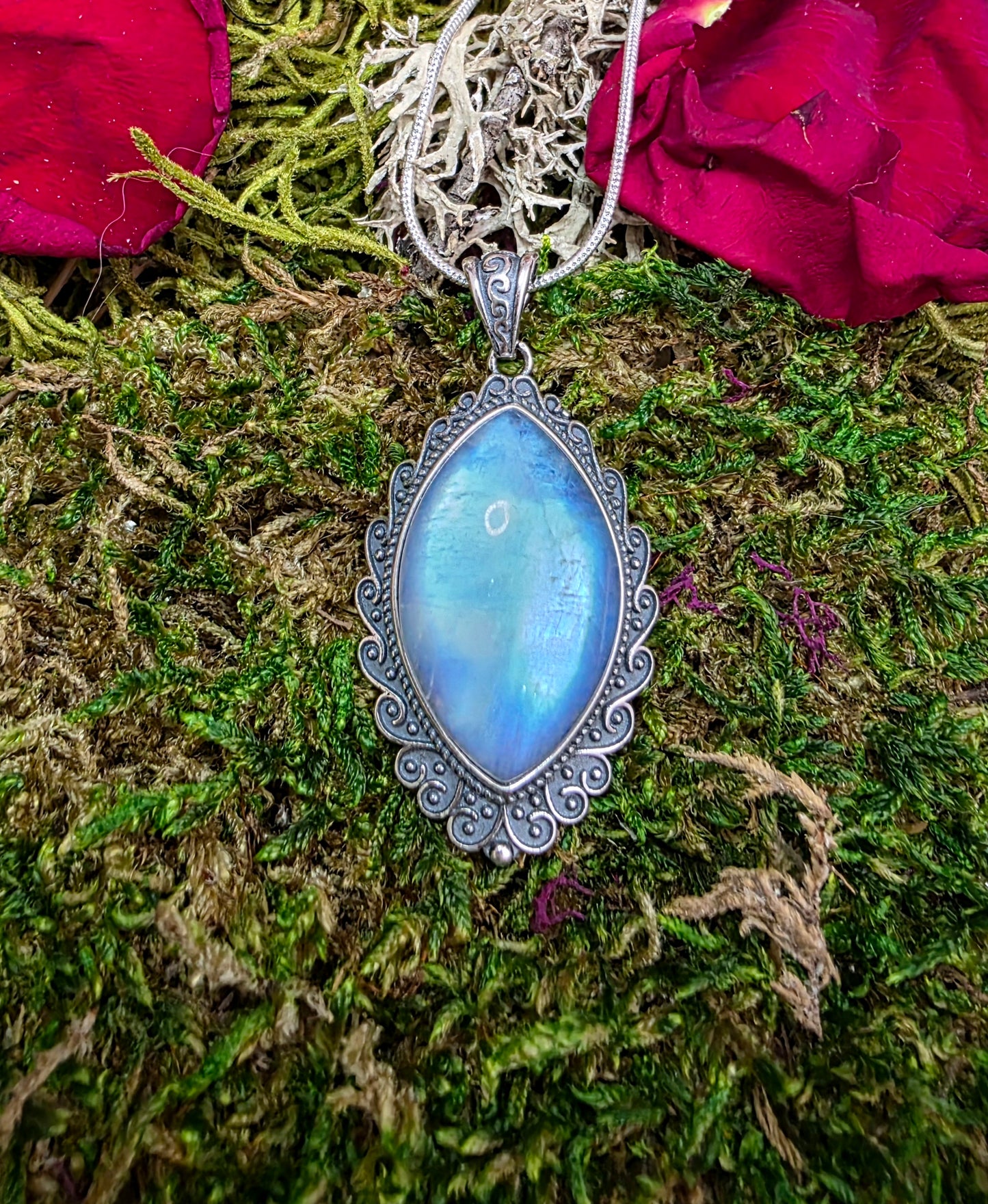 Rainbow Moonstone Eye Pendant