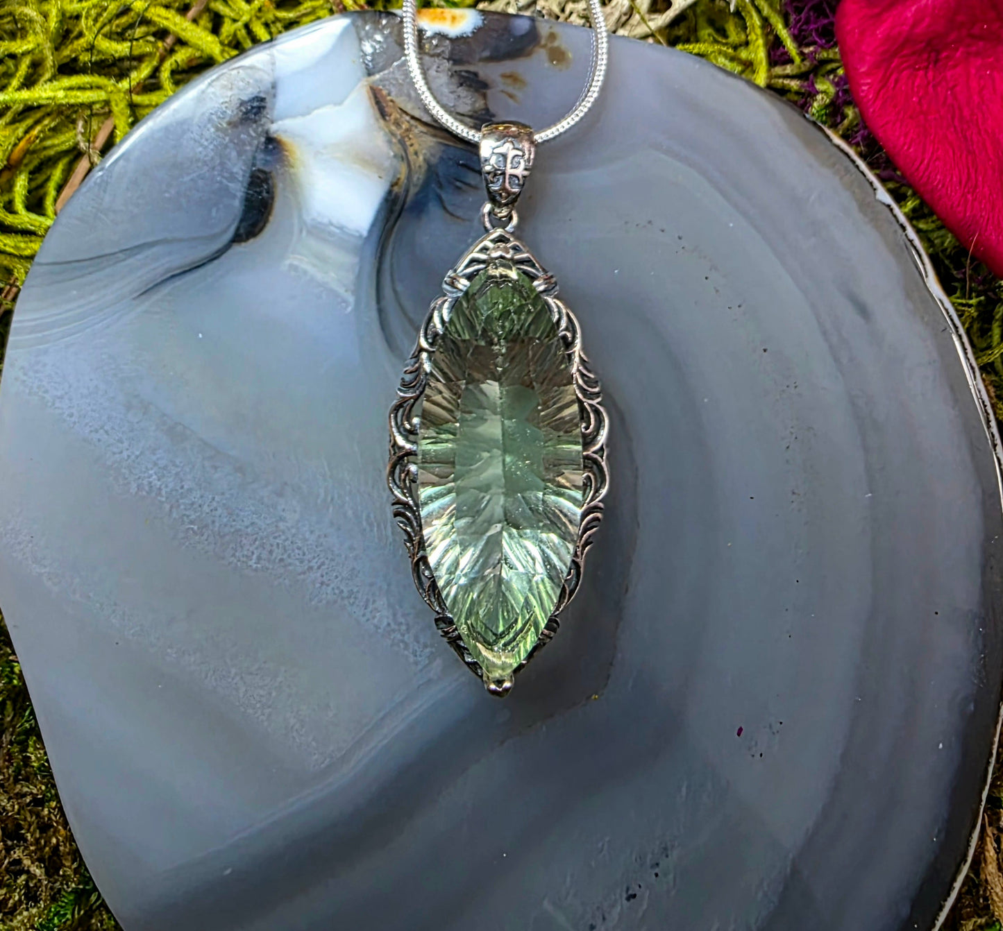 Faceted Green Fluorite Pendant