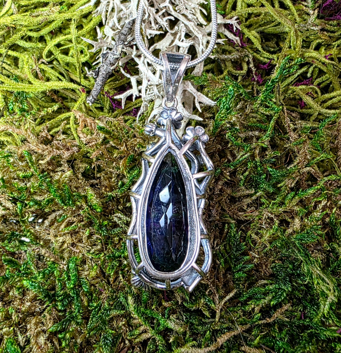 Faceted Blue Fluorite Pendant