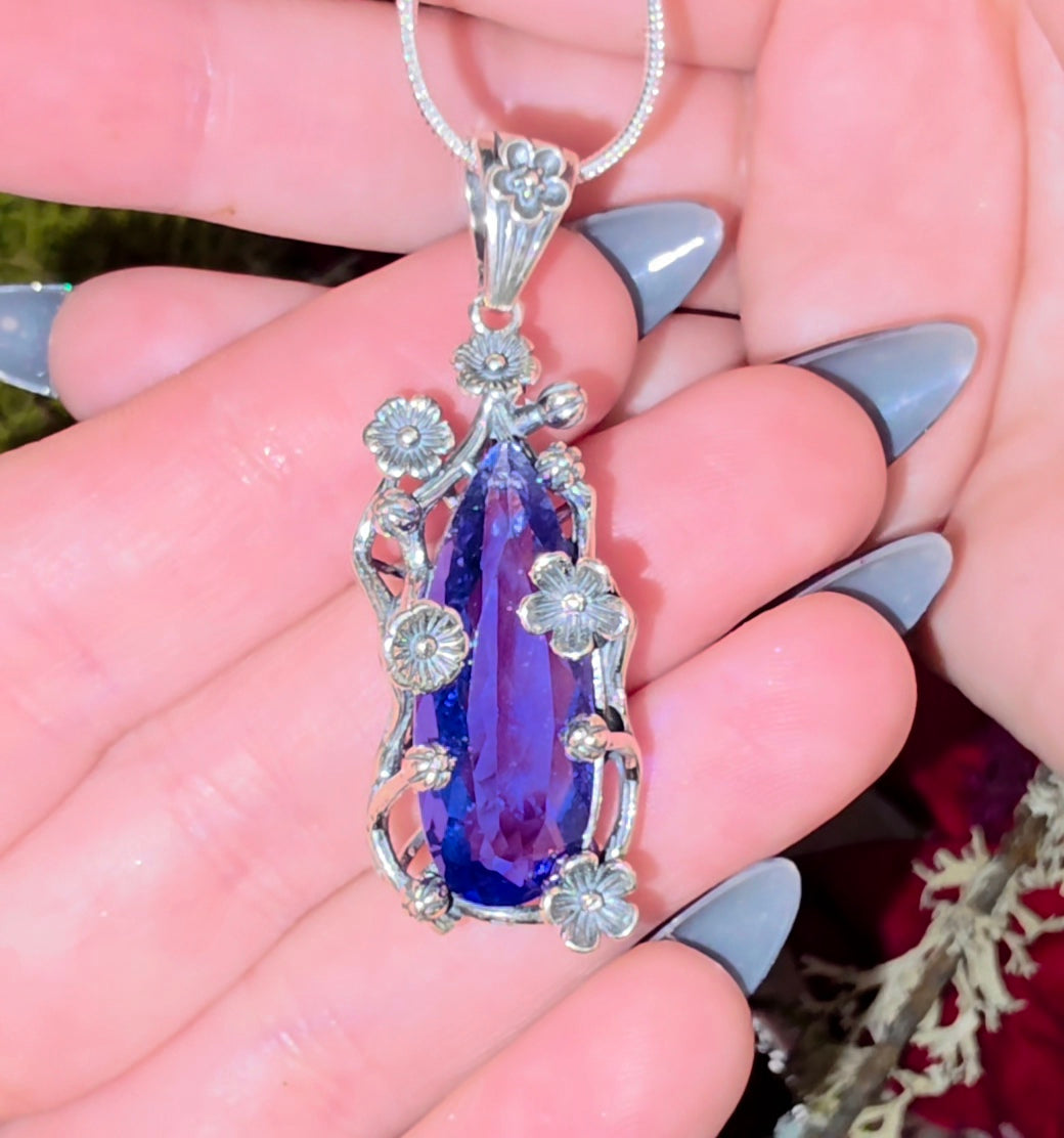 Faceted Blue Fluorite Pendant