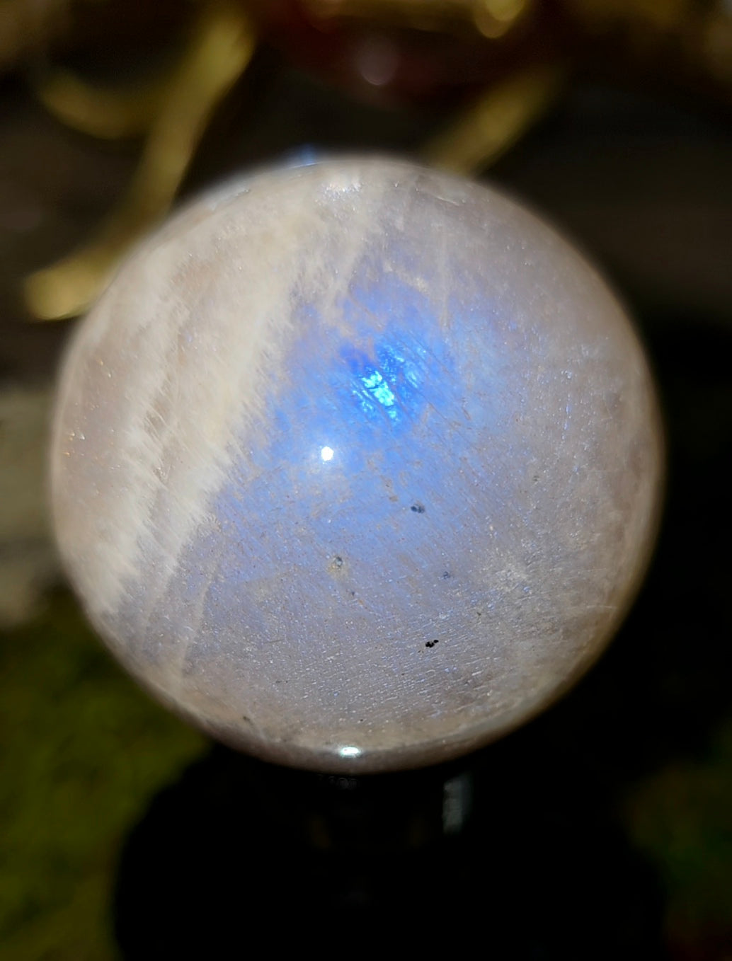 Moonstone Sphere on a Black Vase C