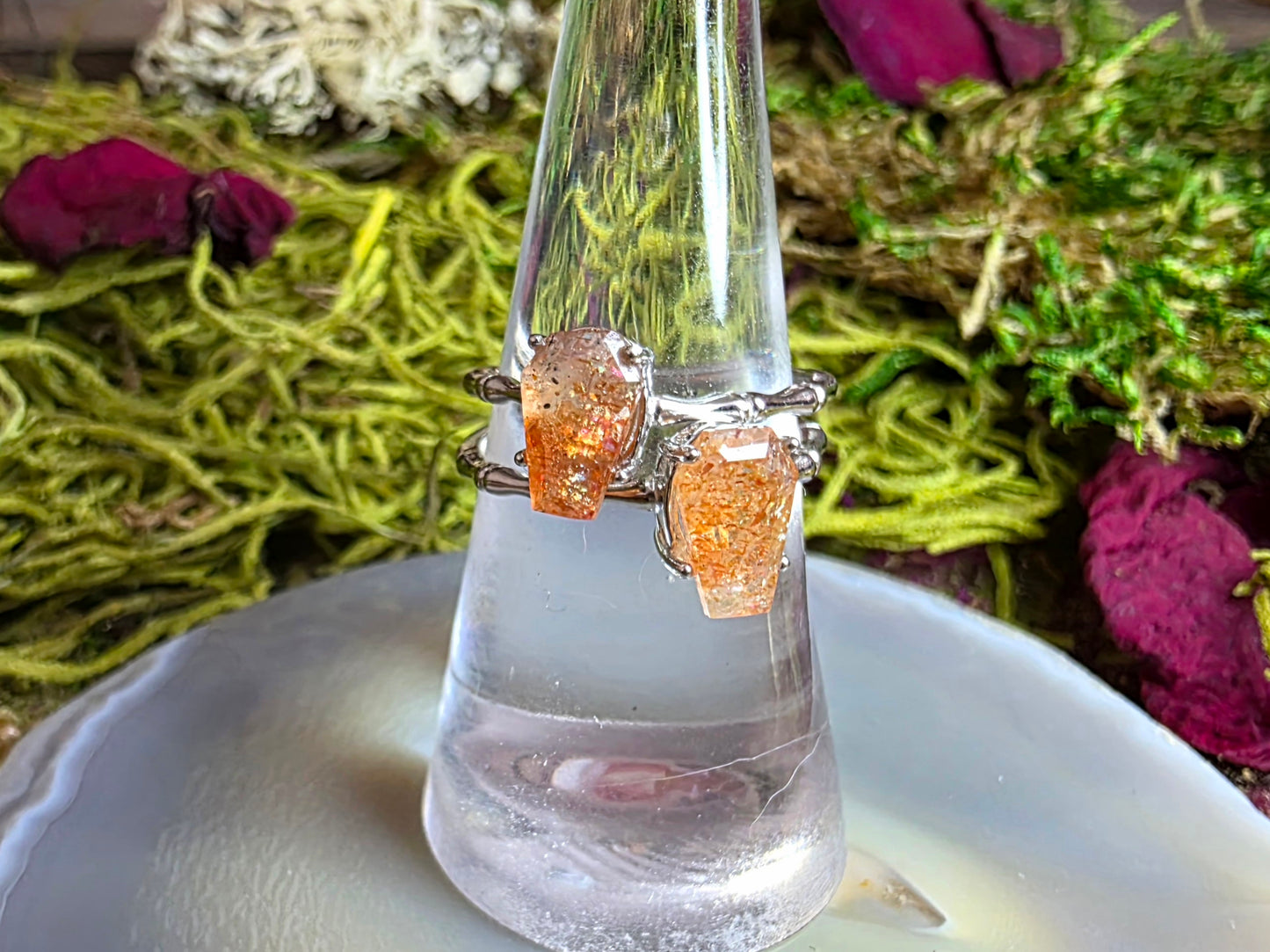 Golden Sunstone Coffin Ring