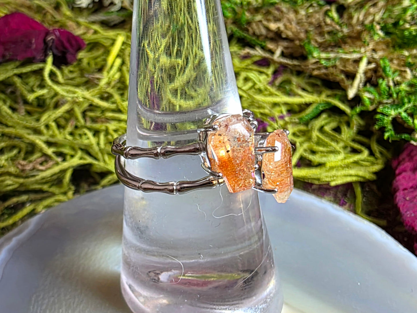 Golden Sunstone Coffin Ring