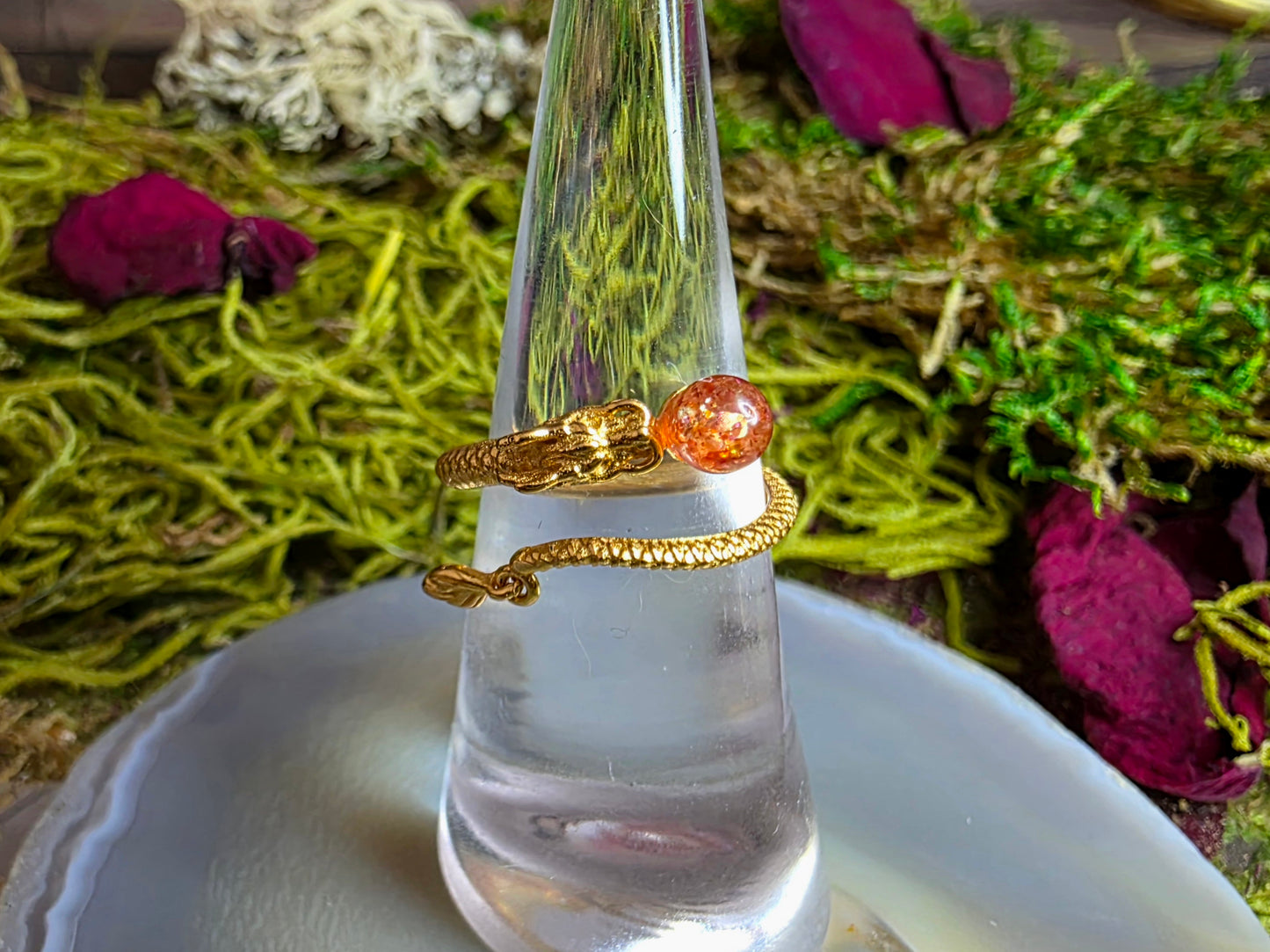 Golden Sunstone Dragon Ring