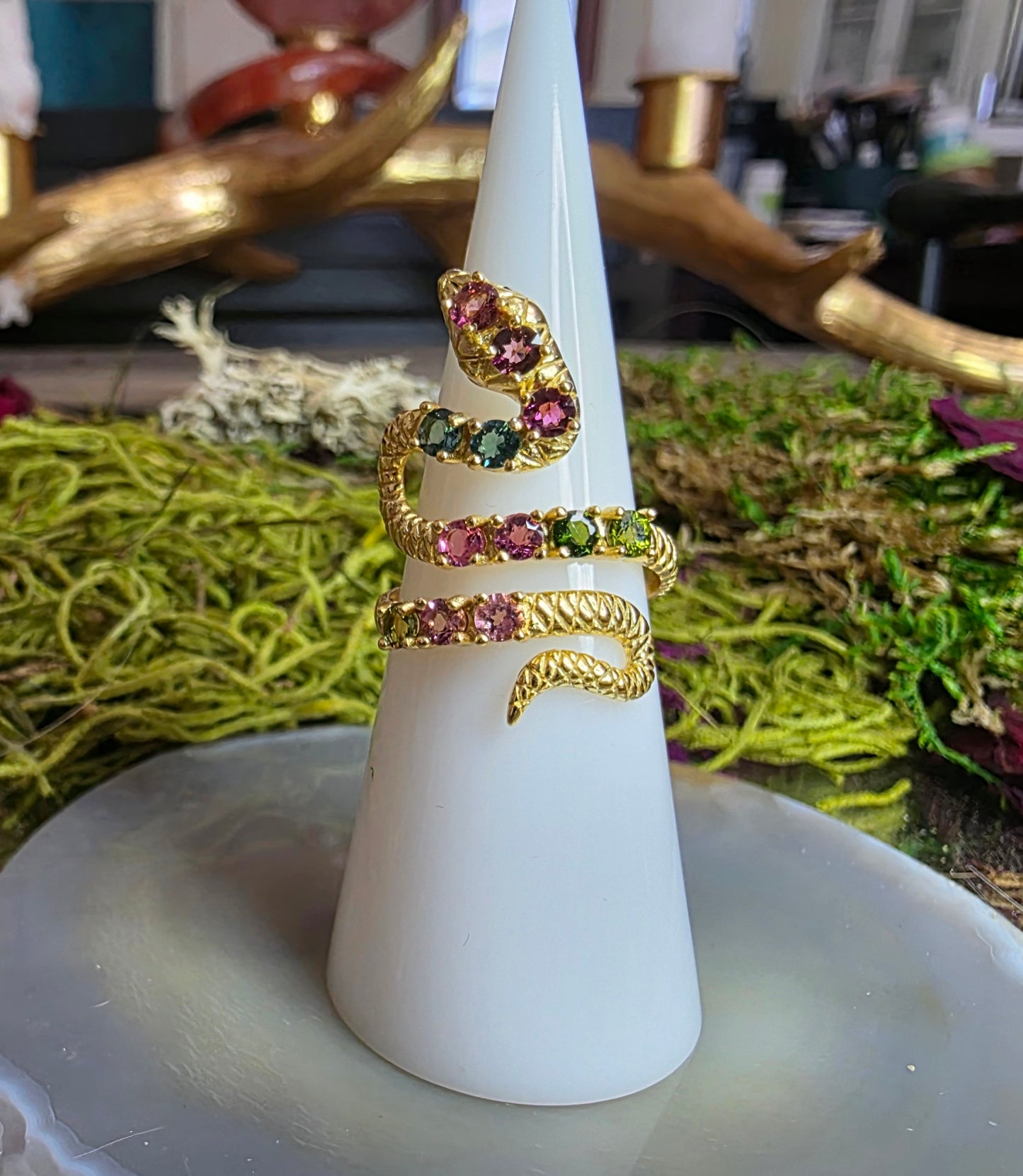 Tourmaline Snake Ring