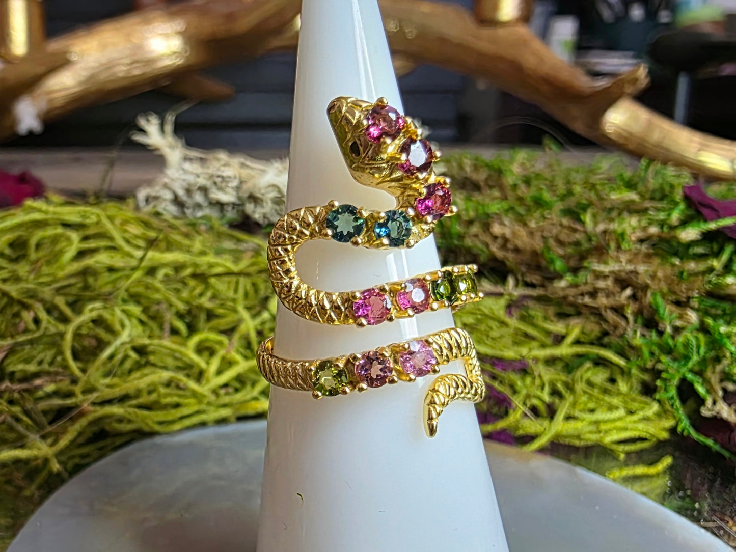Tourmaline Snake Ring