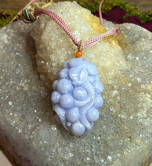 Lavender Jade Grapes Pendant Necklace A